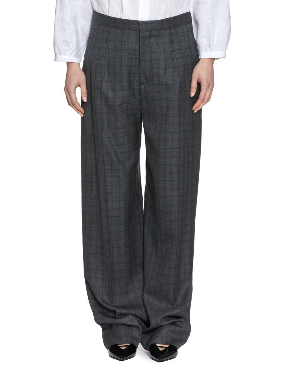 pantalone moss checks blu grigio - jejia - pantalone