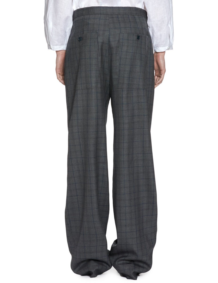 pantalone moss checks blu grigio - jejia - pantalone