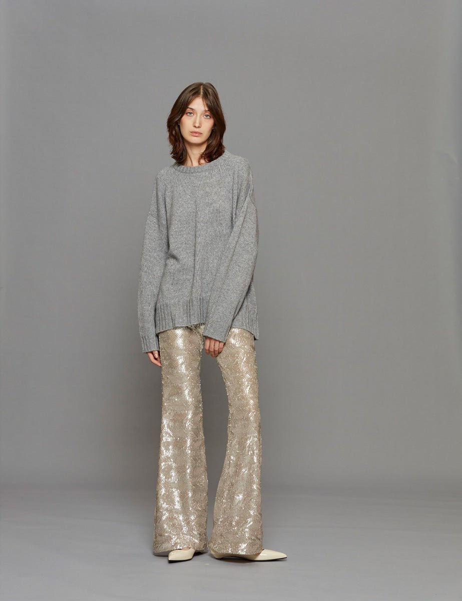 pantalone paillettes silver - forte forte - pantalone