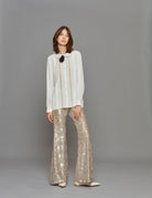 pantalone paillettes silver - Frida SRL