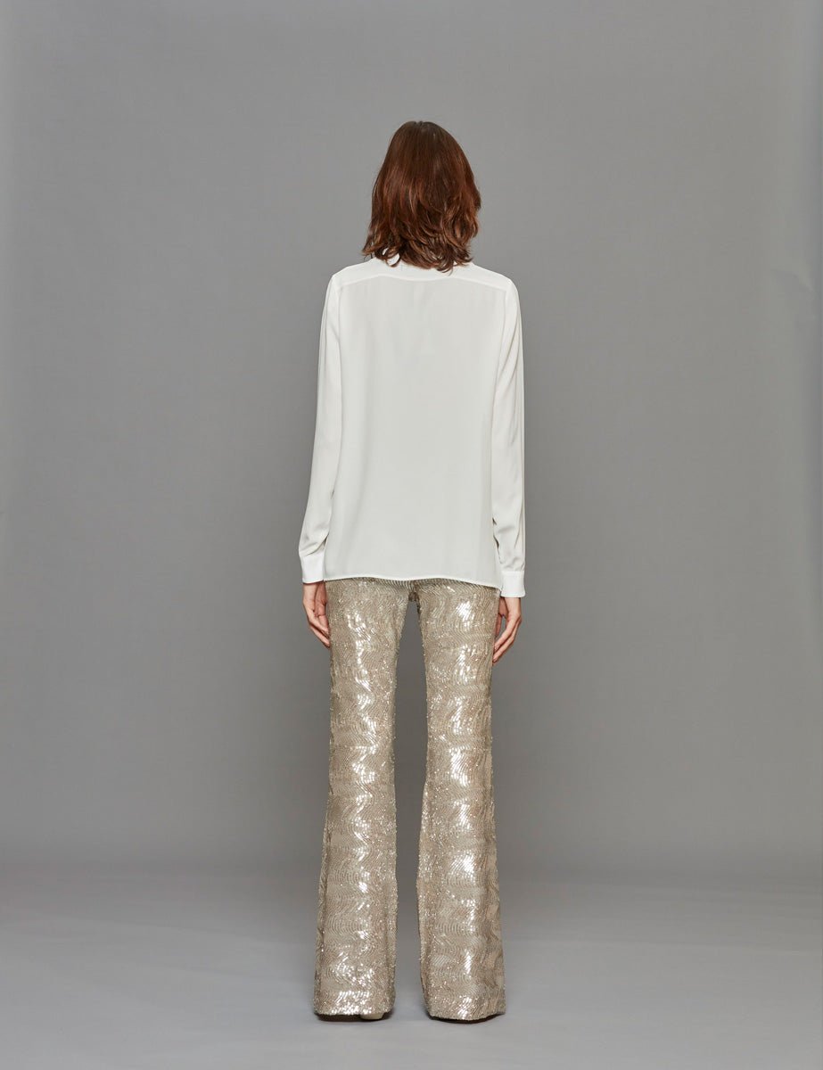 pantalone paillettes silver - forte forte - pantalone