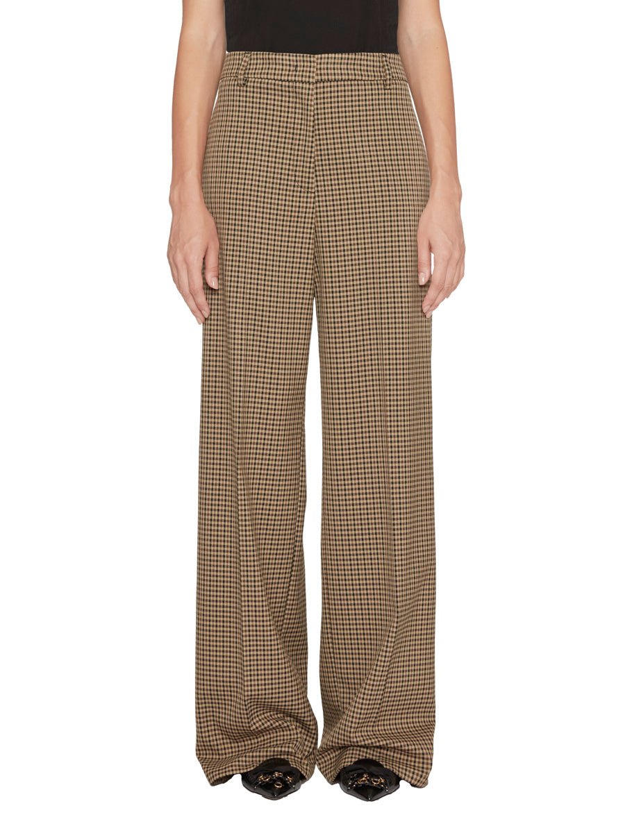 pantalone palazzo check moro beige - blufrida - pantalone