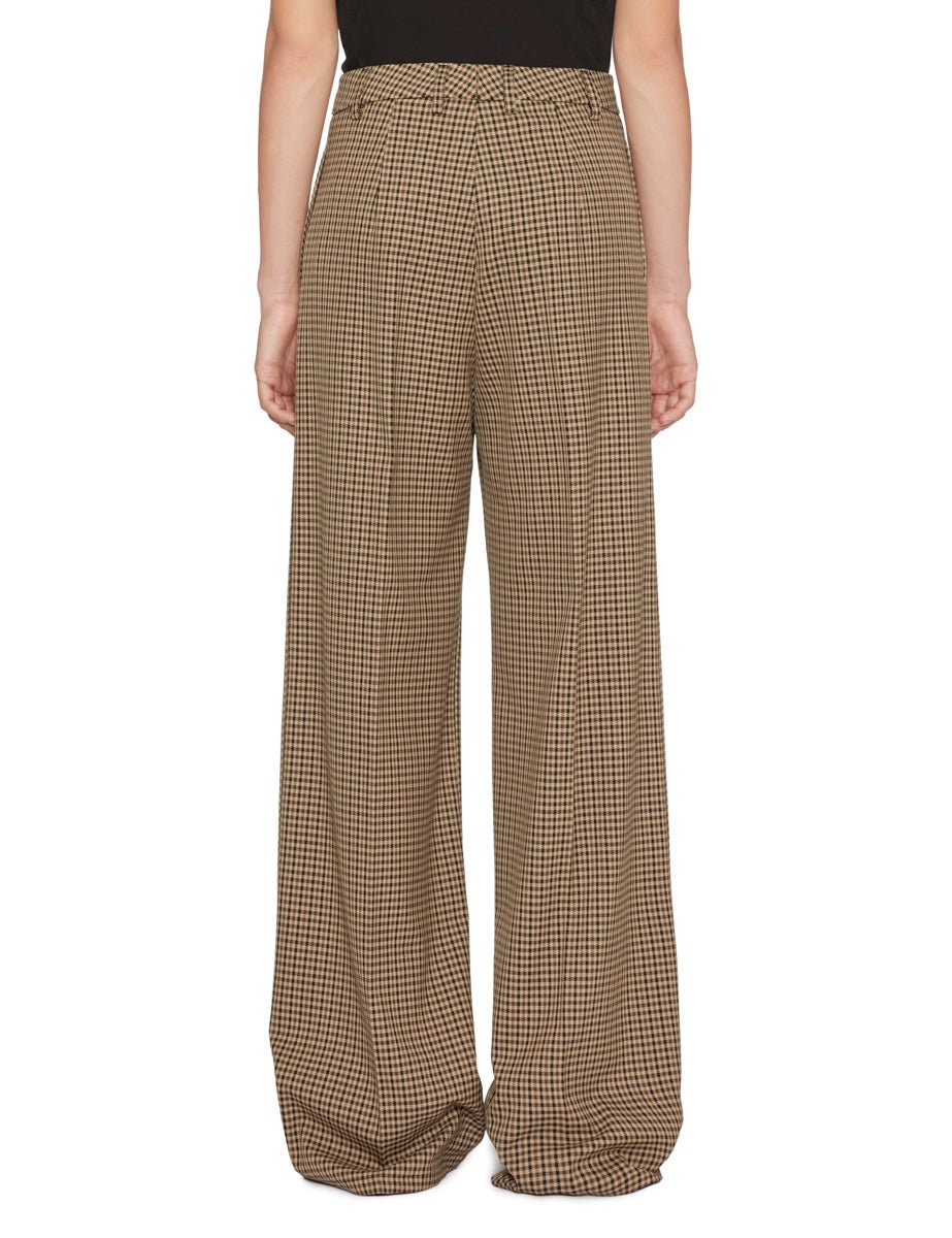 pantalone palazzo check moro beige - blufrida - pantalone