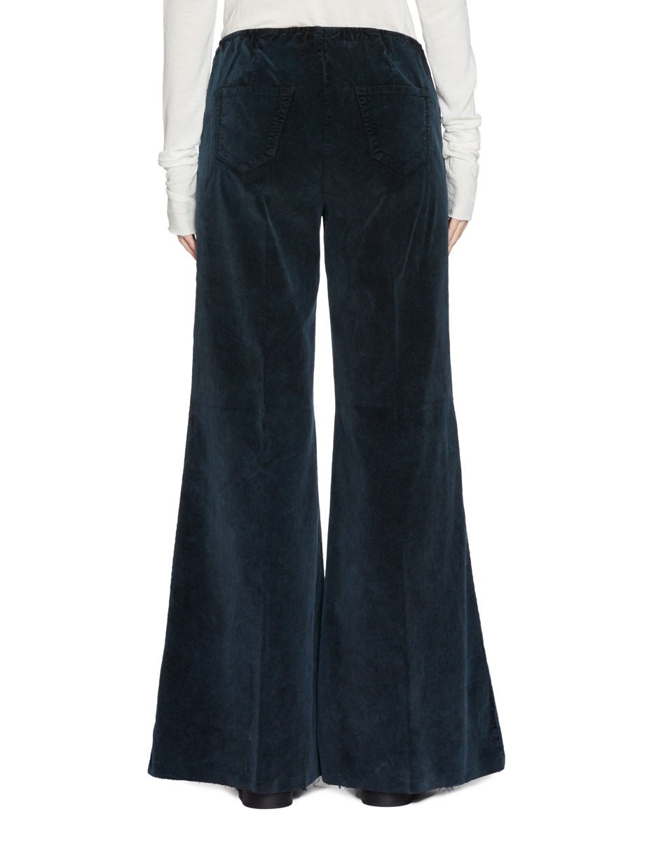 pantalone palazzo elastico velluto blu - blufrida - pantalone