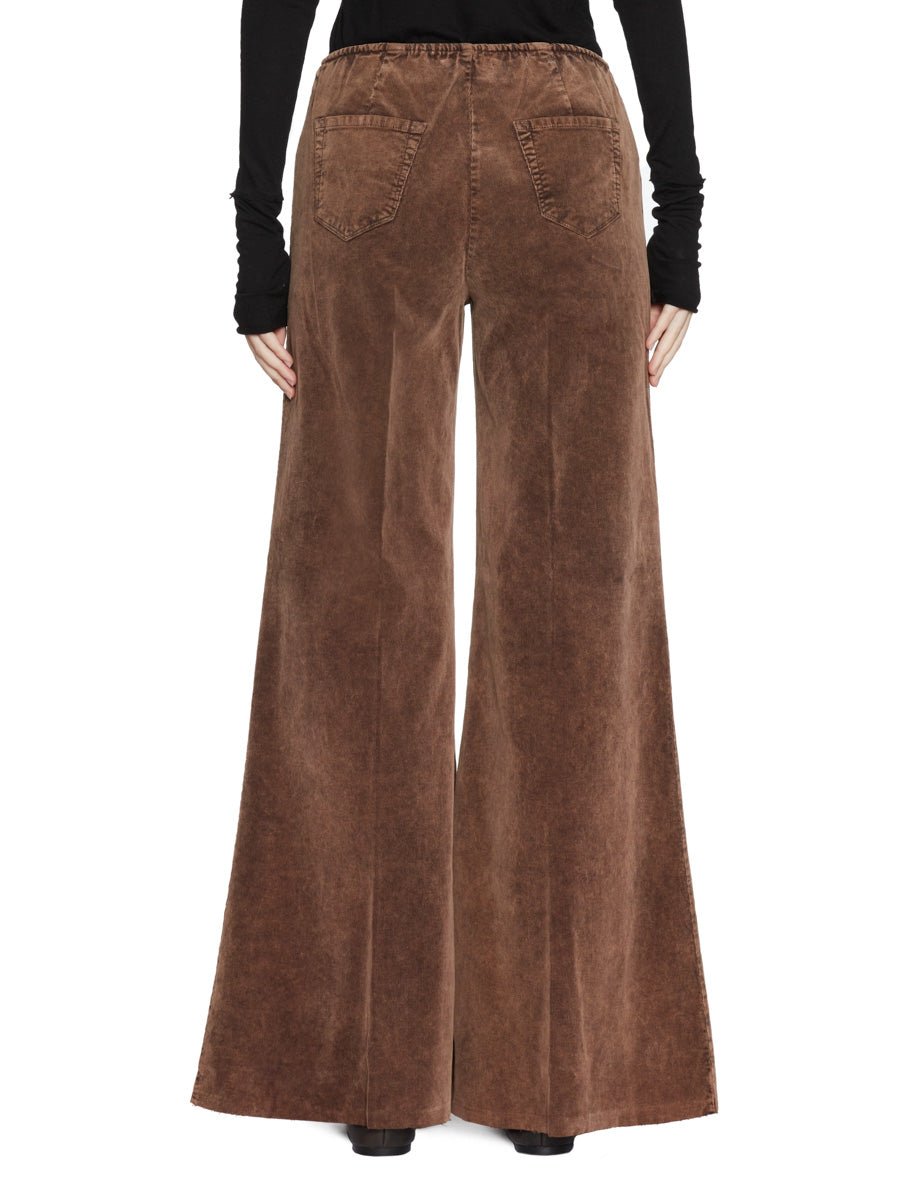 pantalone palazzo elastico velluto cacao - blufrida - pantalone