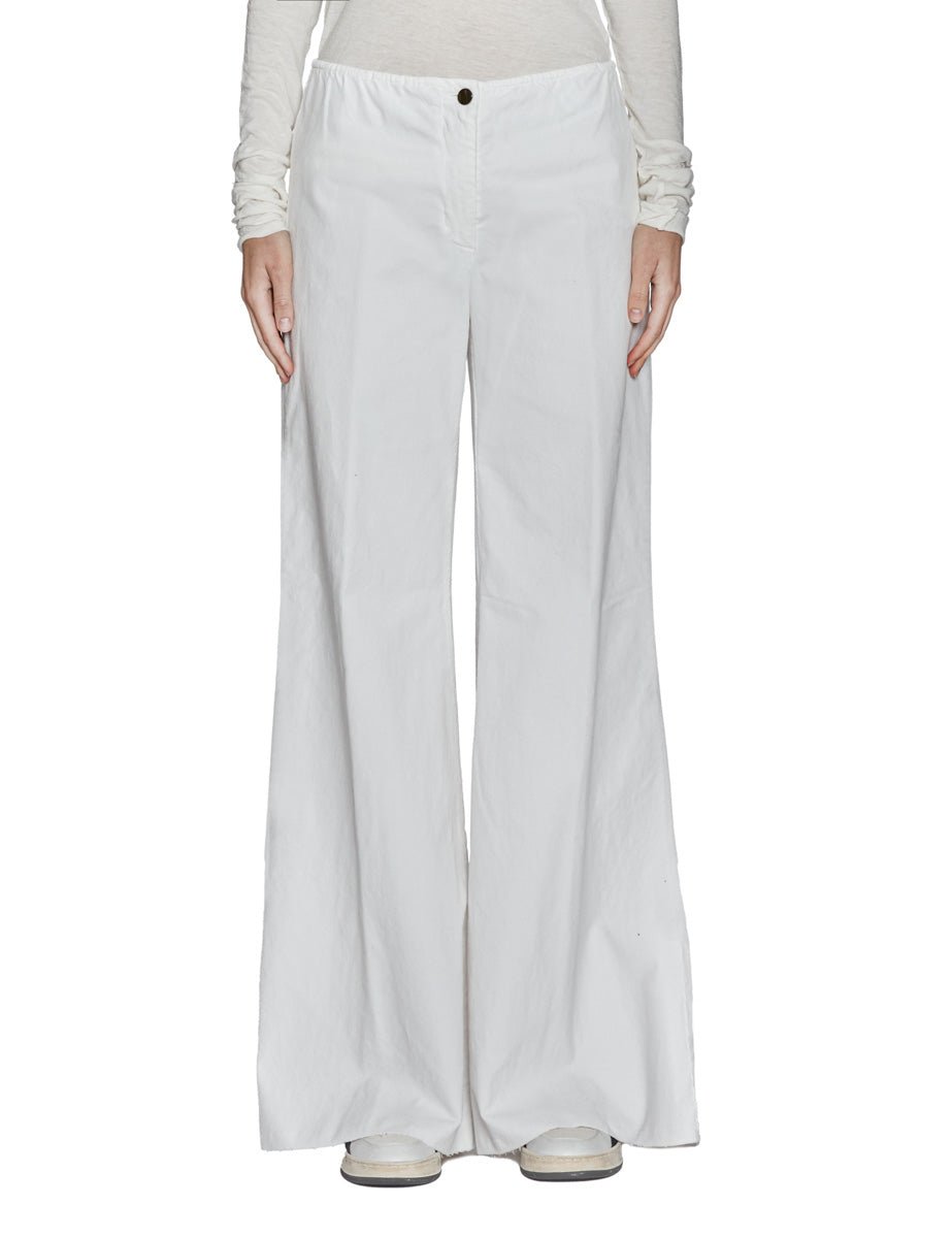 pantalone palazzo elastico velluto gesso - blufrida - pantalone