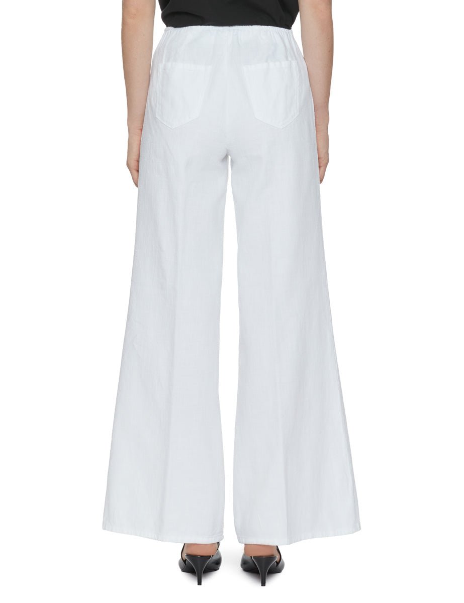 pantalone palazzo elastico vita bianco - blufrida - pantalone