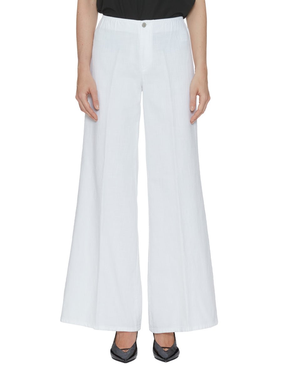 pantalone palazzo elastico vita bianco - blufrida - pantalone