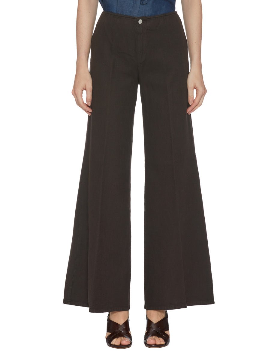 pantalone palazzo elastico vita moro - blufrida - pantalone