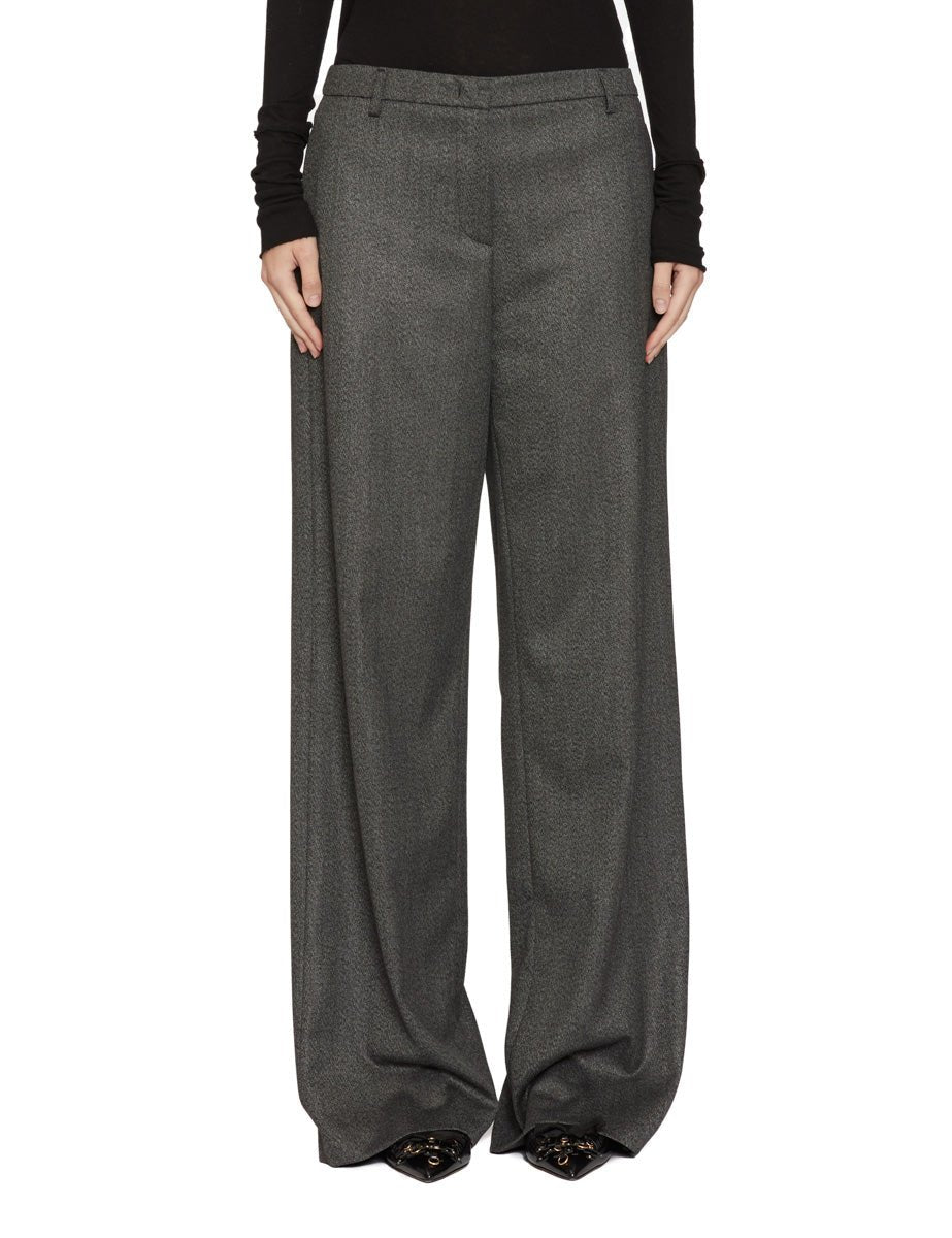 pantalone palazzo grisaglia antracite - blufrida - pantalone