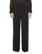 pantalone palazzo inserto raso nero - beatrice b - pantalone