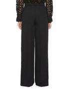 pantalone palazzo inserto raso nero - beatrice b - pantalone