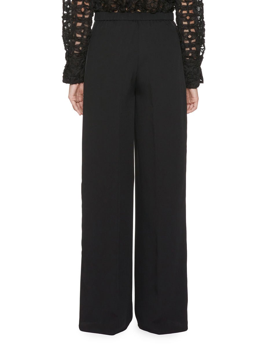 pantalone palazzo inserto raso nero - beatrice b - pantalone