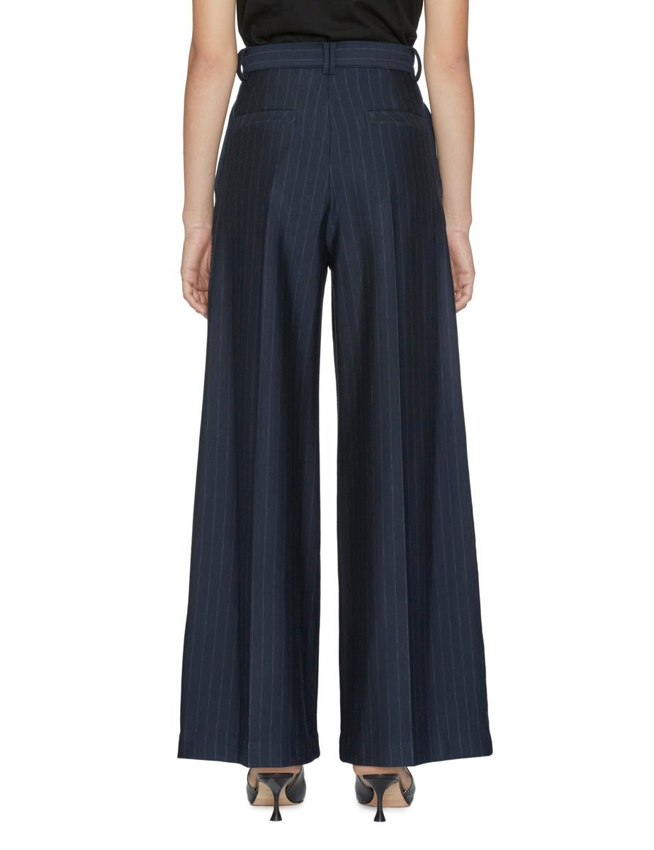 pantalone palazzo pinces gessato blu notte - Frida SRL