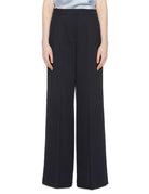 pantalone palazzo pinces piquet blu - mm by max mara - pantalone