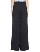 pantalone palazzo pinces piquet blu - mm by max mara - pantalone