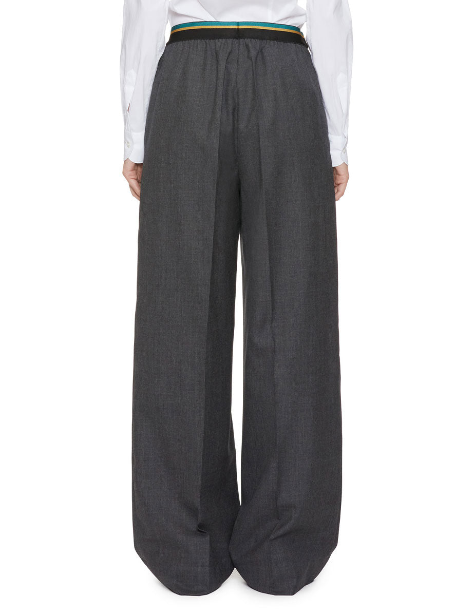 pantalone palazzo tape grigio melange - plan c - pantalone