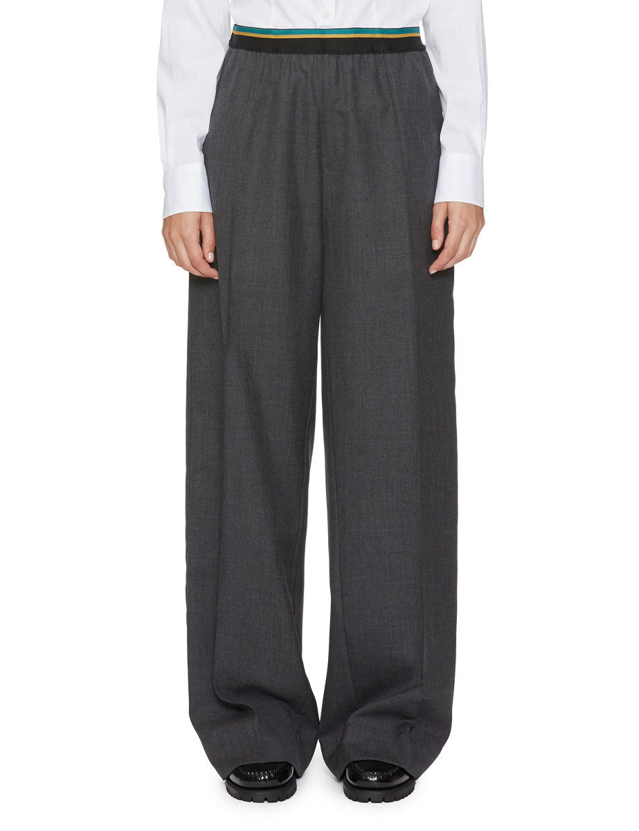 pantalone palazzo tape grigio melange - plan c - pantalone