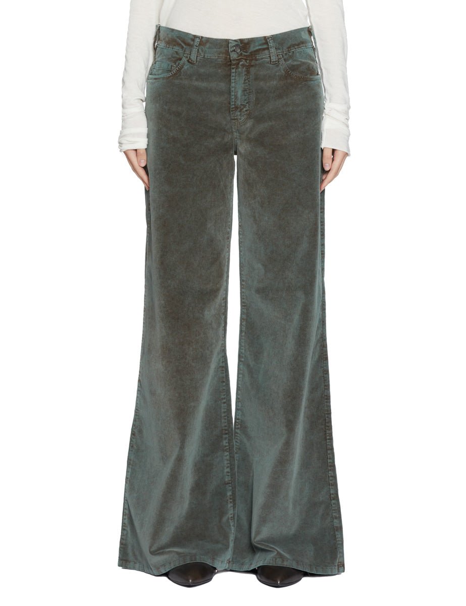 pantalone palazzo velluto muschio - blufrida - pantalone