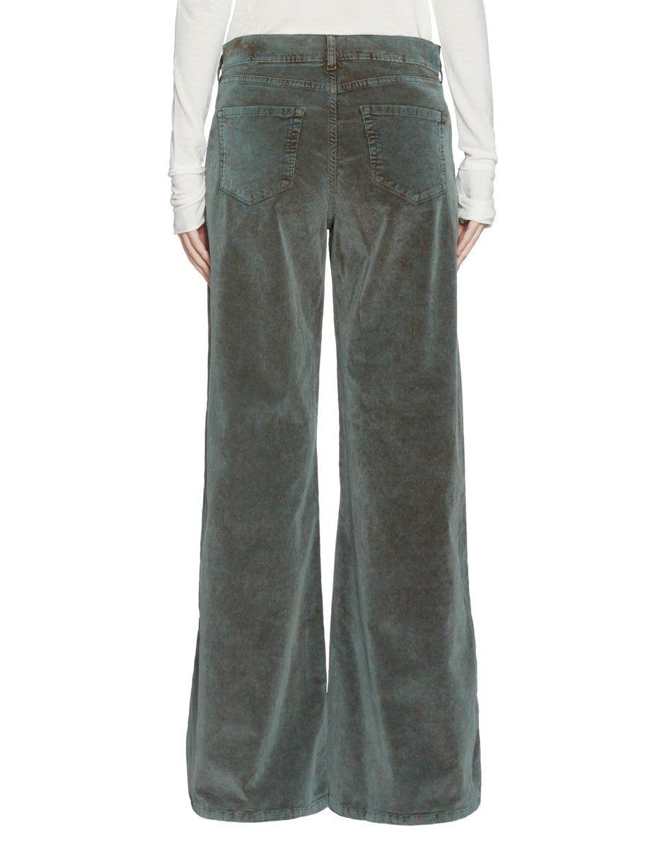 pantalone palazzo velluto muschio - blufrida - pantalone