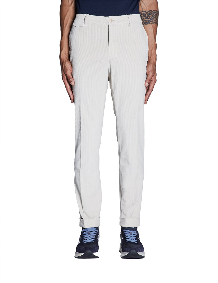 pantalone pateletta risvolto ecru - teleria zed - pantalone casual