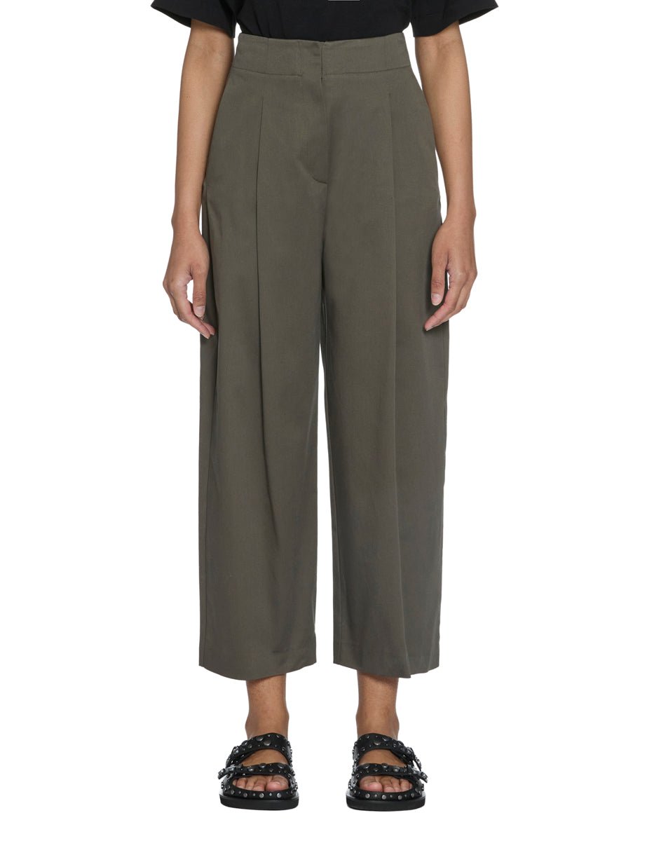 pantalone pinces drill cotone salvia - blufrida - pantalone