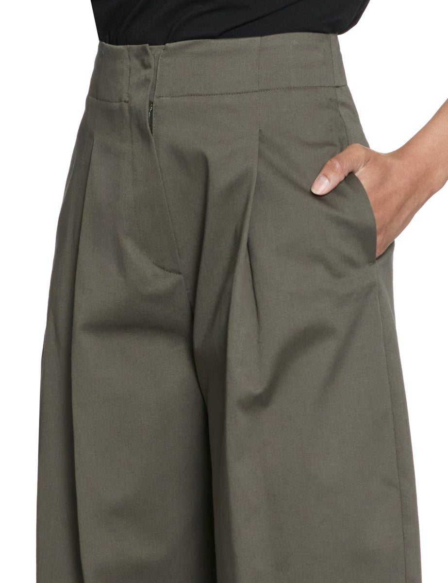 pantalone pinces drill cotone salvia - blufrida - pantalone