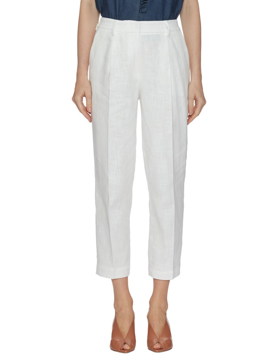 pantalone pinces ramiè bianco - blufrida - pantalone