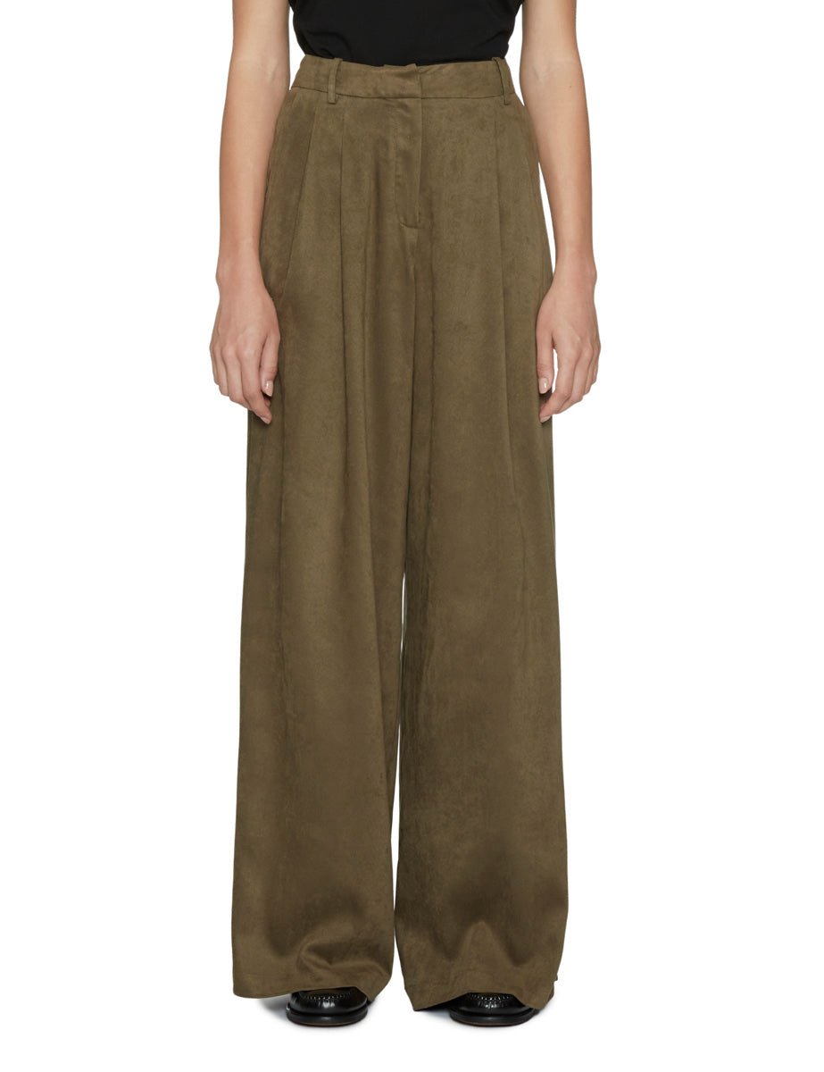 pantalone pinces suede palazzo bosco - alysi - pantalone