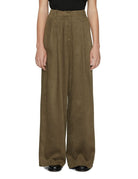 pantalone pinces suede palazzo bosco - Frida SRL