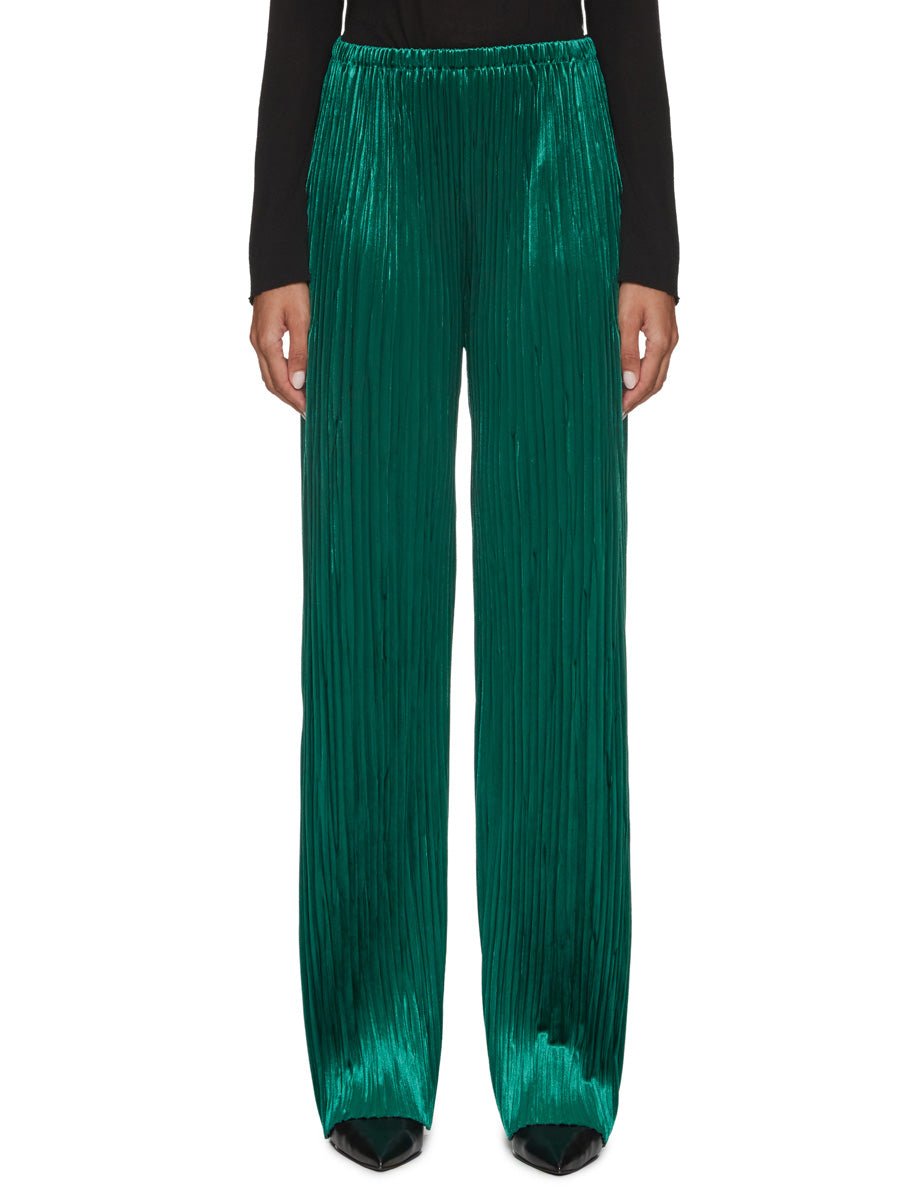 pantalone plisse jersey di velluto verde smeraldo - forte forte - pantalone