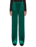 pantalone plisse jersey di velluto verde smeraldo - forte forte - pantalone