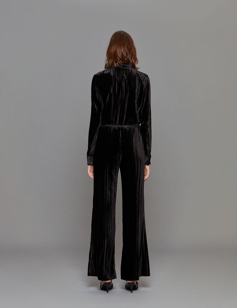 pantalone plisse velvet nero - Frida SRL