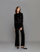 pantalone plisse velvet nero - Frida SRL