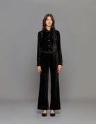 pantalone plisse velvet nero - Frida SRL