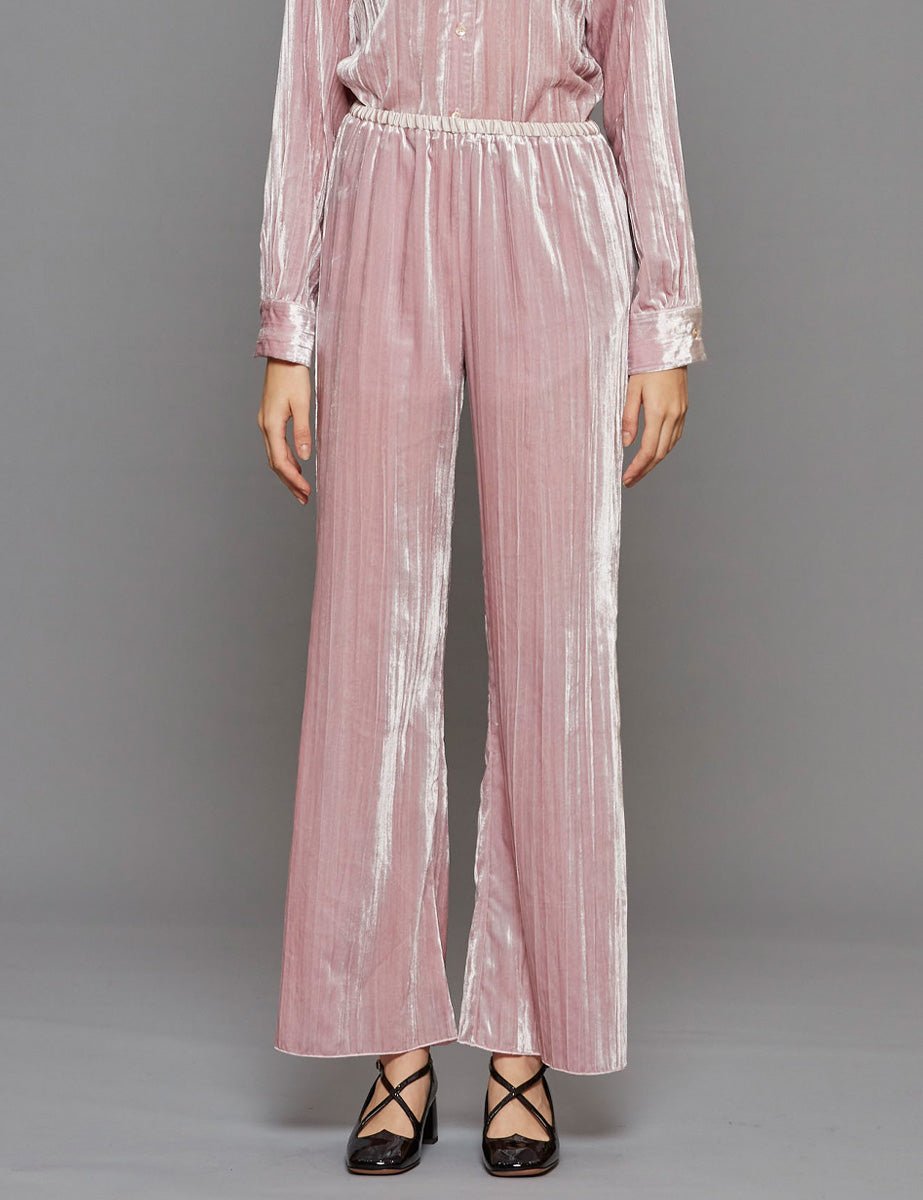 pantalone plisse velvet rose - Frida SRL