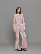 pantalone plisse velvet rose - Frida SRL