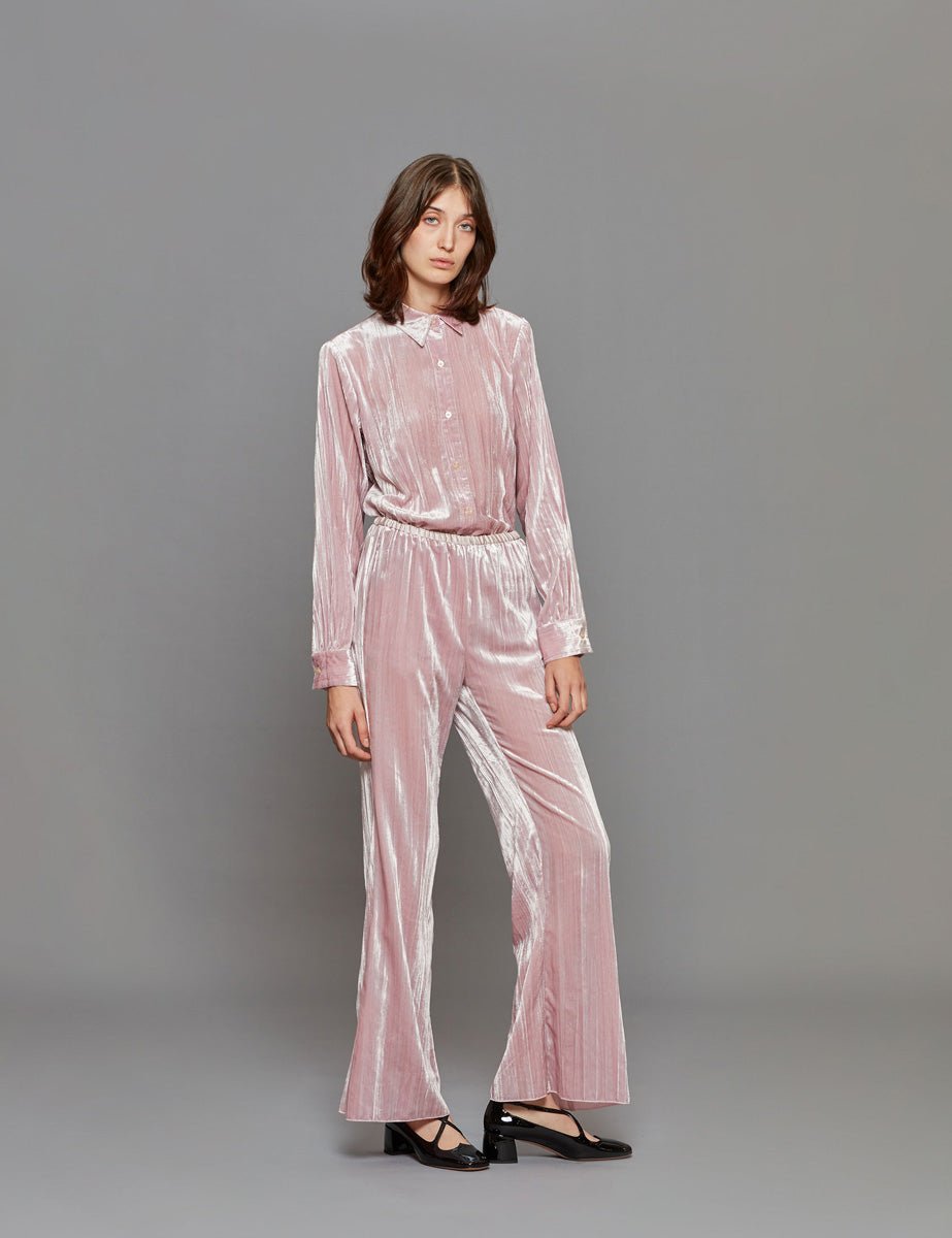 pantalone plisse velvet rose - Frida SRL
