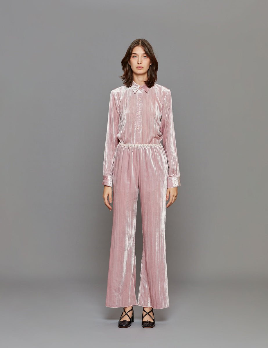 pantalone plisse velvet rose - forte forte - pantalone