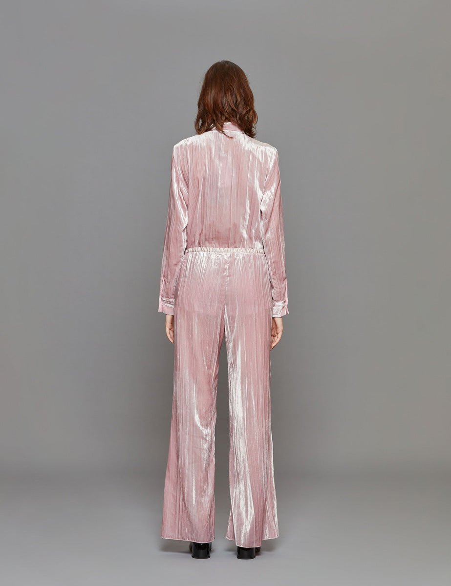 pantalone plisse velvet rose - Frida SRL