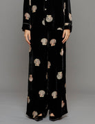 pantalone print velvet nero - forte forte - pantalone