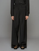 pantalone recycled wool black - tibi - pantalone