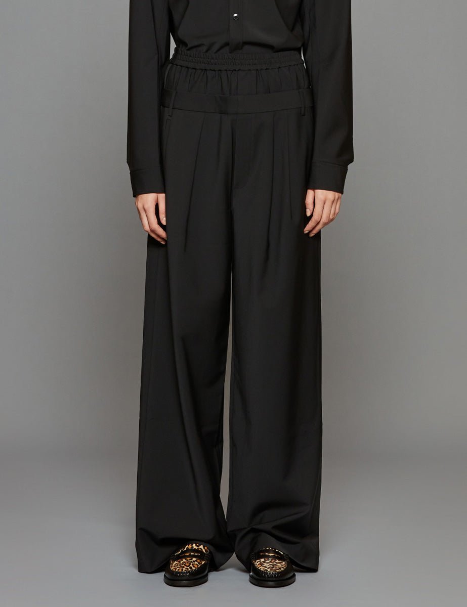 pantalone recycled wool black - tibi - pantalone