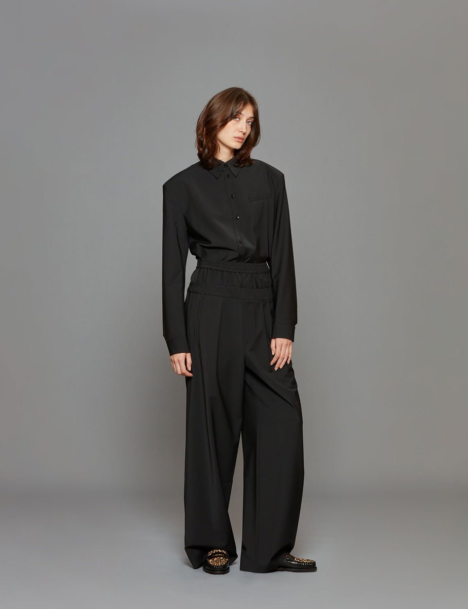 pantalone recycled wool black - tibi - pantalone