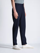 pantalone regular tessuto tecnico blu - duno - pantalone elegante