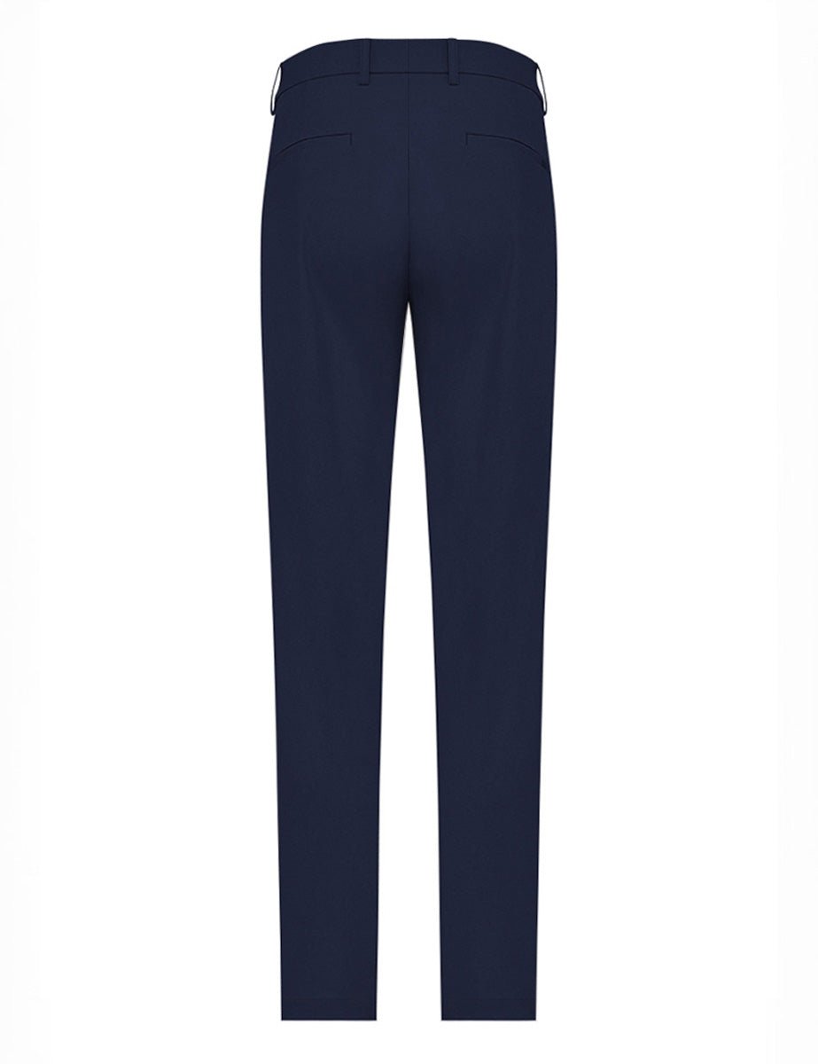 pantalone regular tessuto tecnico blu - duno - pantalone elegante