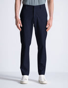 pantalone regular tessuto tecnico blu - duno - pantalone elegante