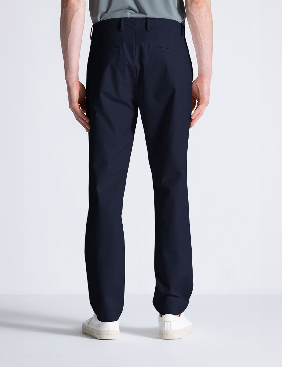 pantalone regular tessuto tecnico blu - duno - pantalone elegante