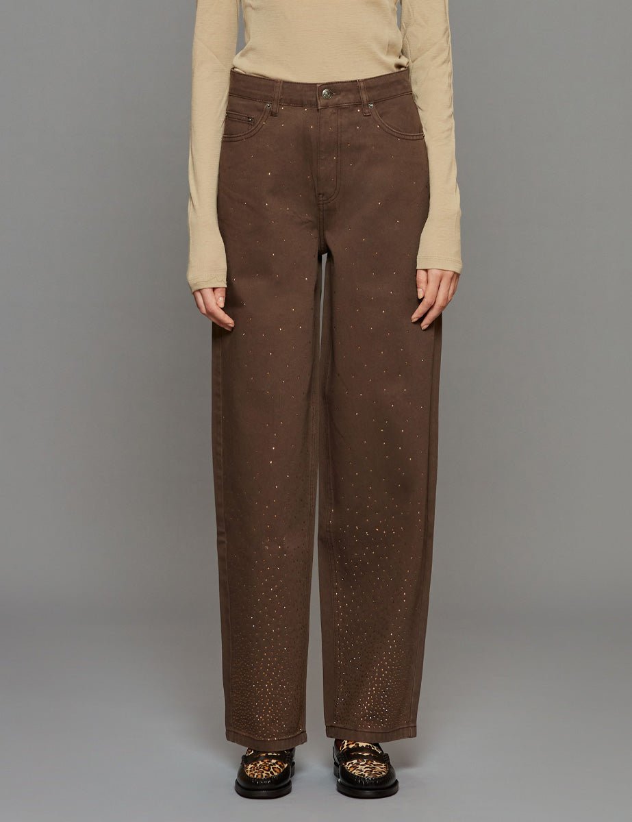 pantalone rhinestone cioccolato - Frida SRL
