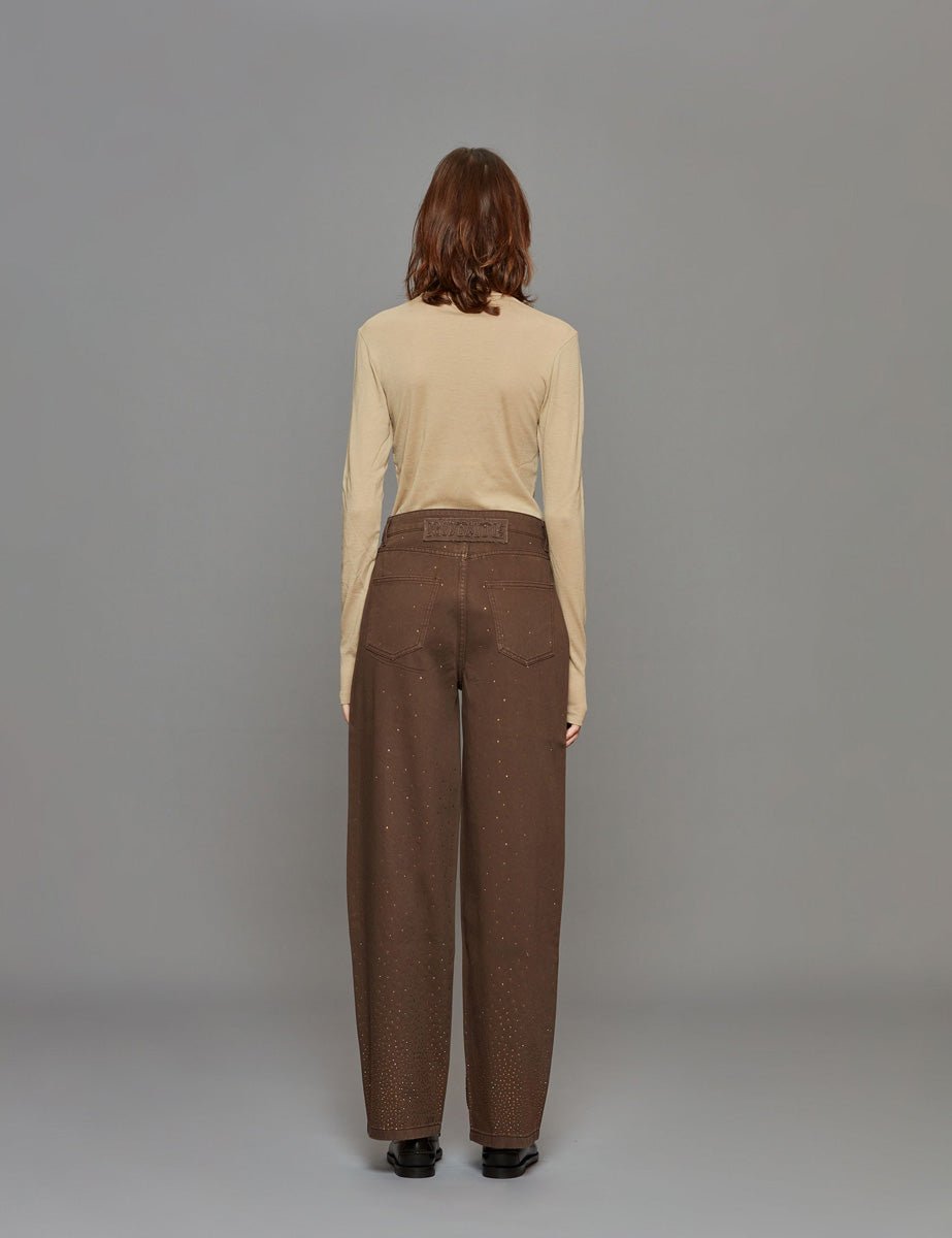 pantalone rhinestone cioccolato - Frida SRL